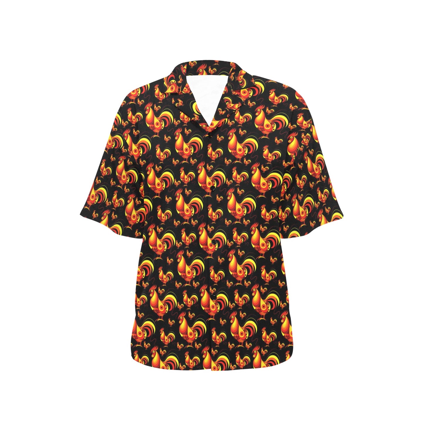 Rooster Print Themed Women's Hawaiian Shirt