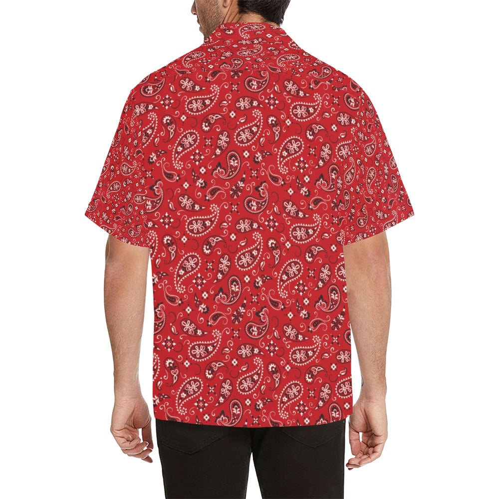 Bandana Paisley Red Print Design LKS3011 Men's Hawaiian Shirt
