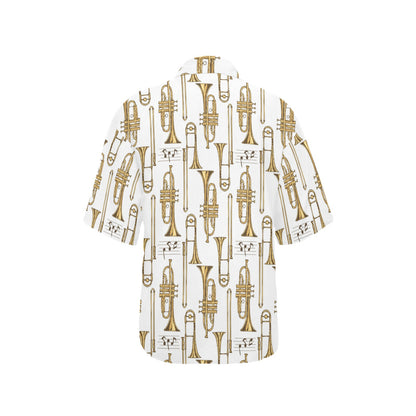 Trombone Pattern Print Design 04 Women's Hawaiian Shirt