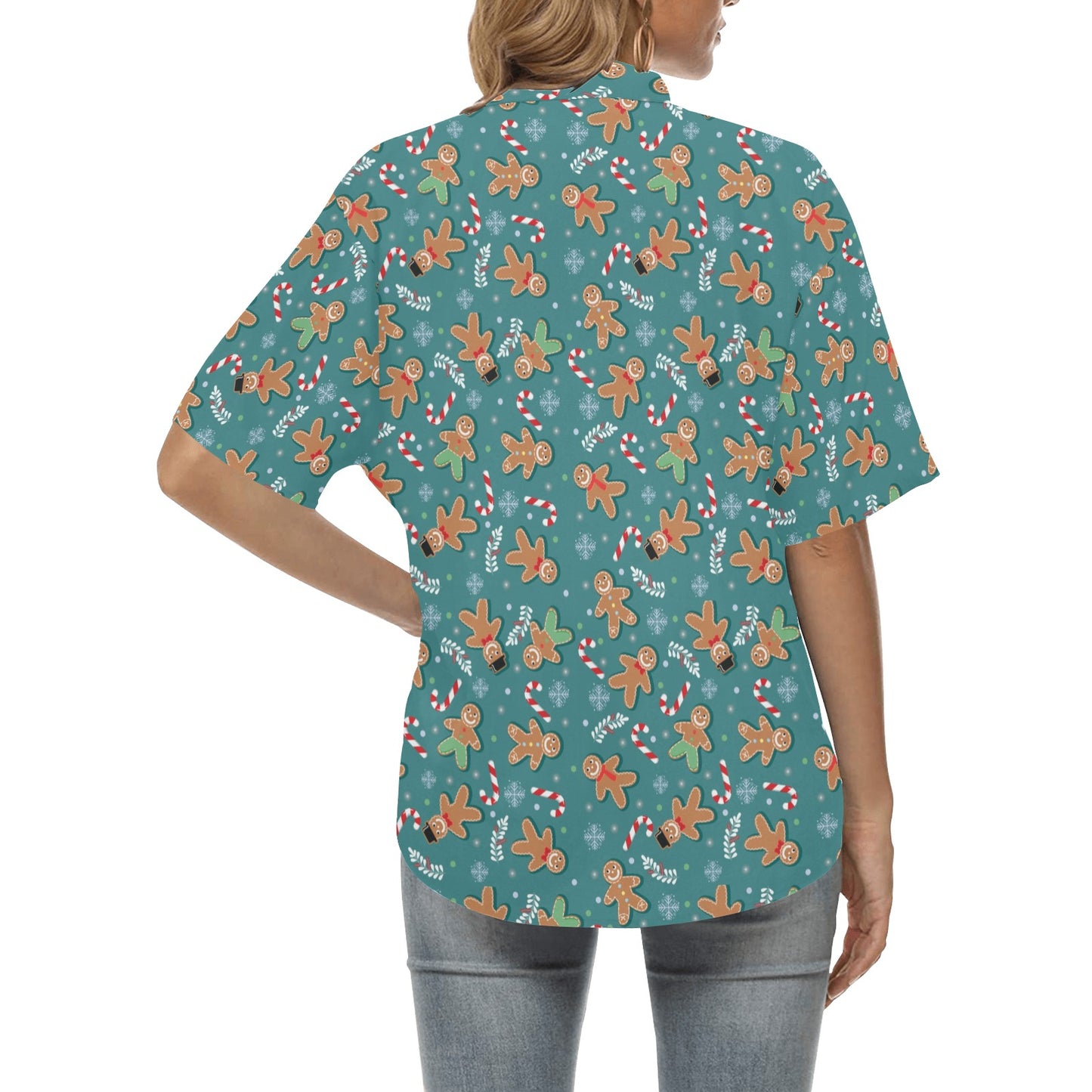 Gingerbread Pattern Print Design 05 Women's Hawaiian Shirt