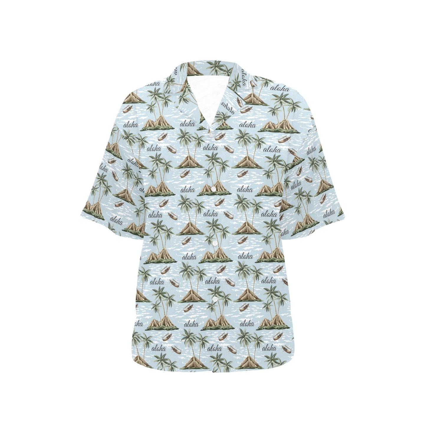 Aloha Hawaii island Design Themed Print Women's Hawaiian Shirt