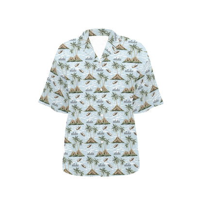 Aloha Hawaii island Design Themed Print Women's Hawaiian Shirt