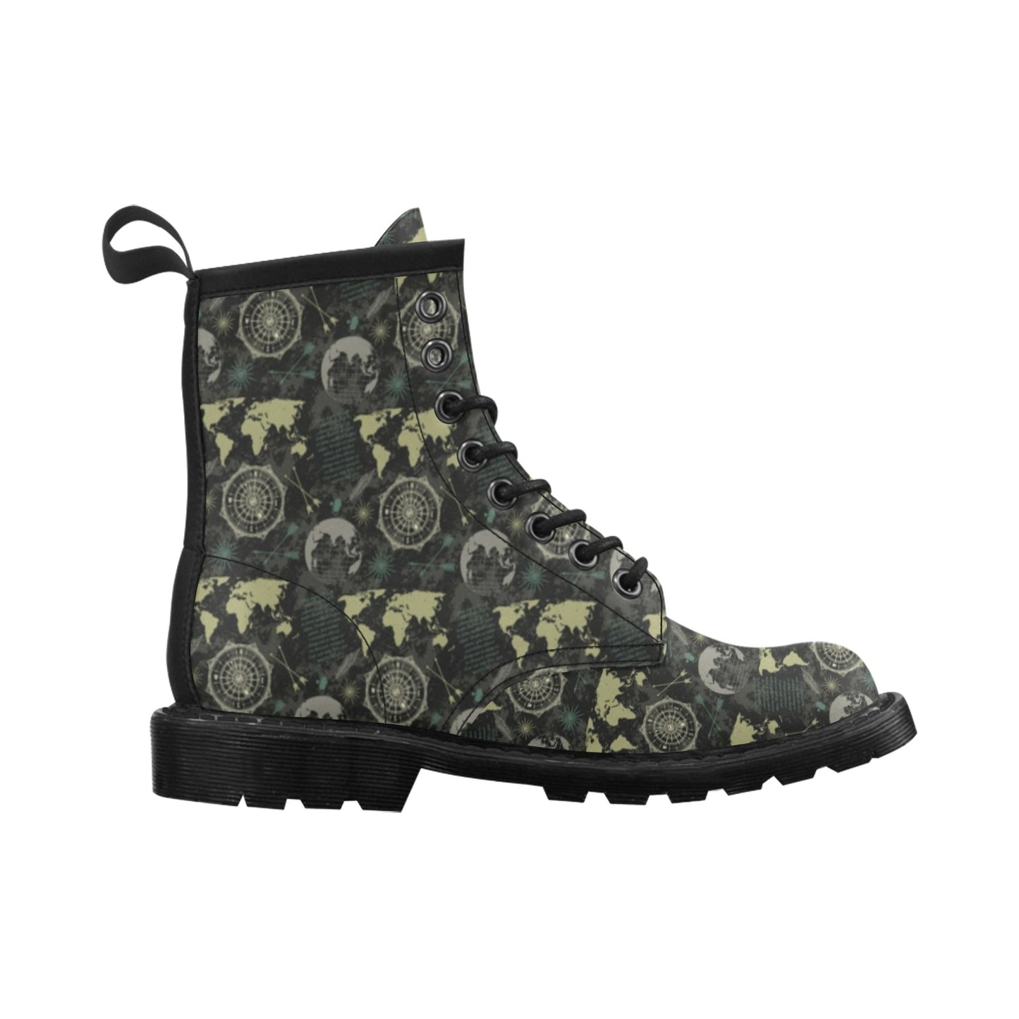 World Map Print Design LKS303 Women's Boots