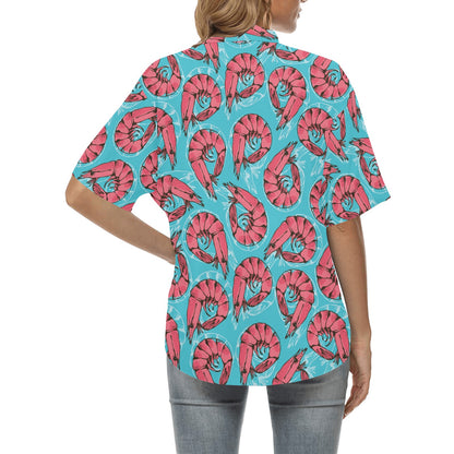 Prawn Pattern Print Design 01 Women's Hawaiian Shirt