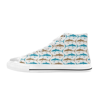 Tuna Fish Print Design LKS301 High Top Women's White Shoes