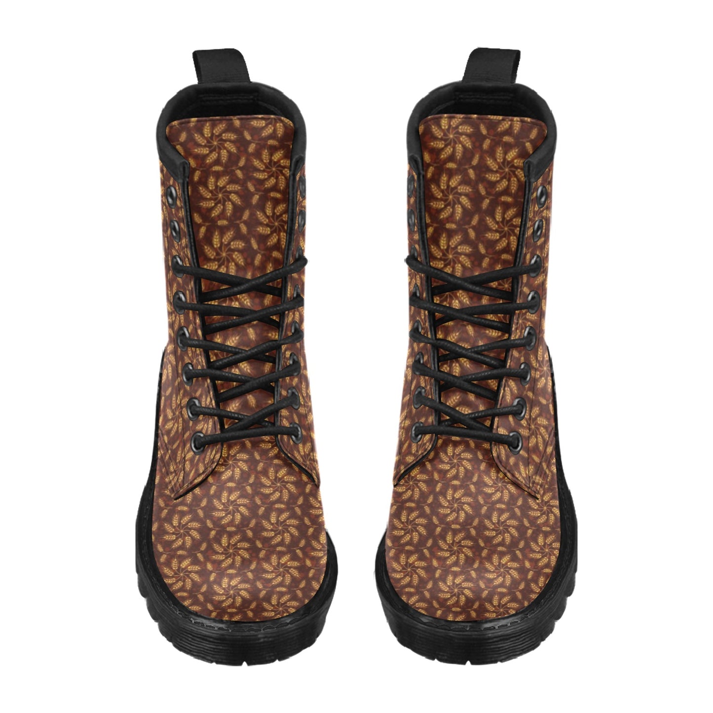 Agricultural Brown Wheat Print Pattern Women's Boots