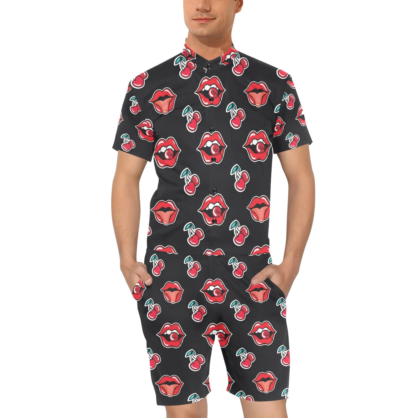 Cherry Pattern Print Design CH04 Men's Romper