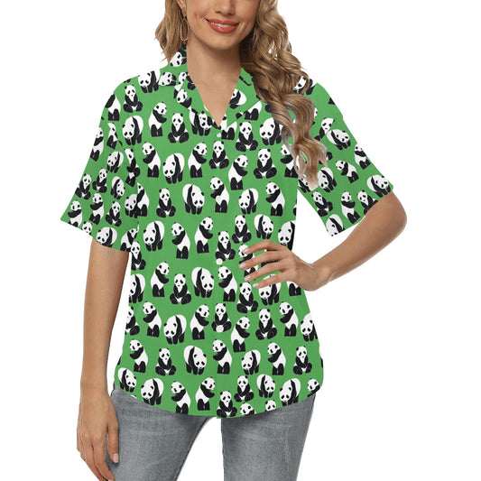 Panda Bear Pattern Themed Print Women's Hawaiian Shirt