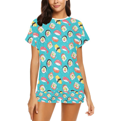 Sushi Print Design LKS305 Women's Short Pajama Set