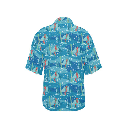 Snowboard Print Design LKS301 Women's Hawaiian Shirt