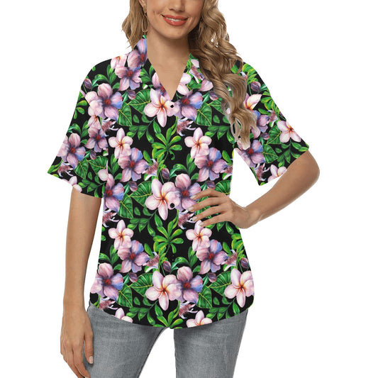 Plumeria Pattern Print Design PM01 Women's Hawaiian Shirt