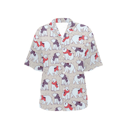 Polar Bear Pattern Print Design PB04 Women's Hawaiian Shirt