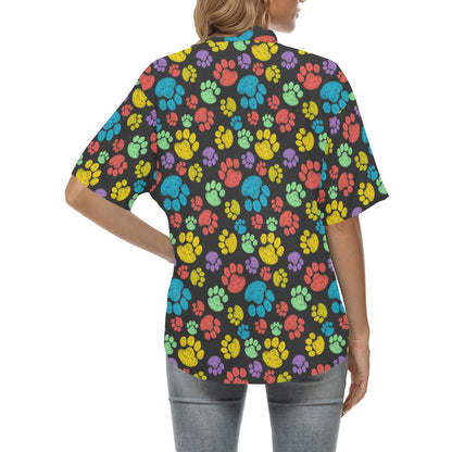 Paw Colorful Print Women's Hawaiian Shirt