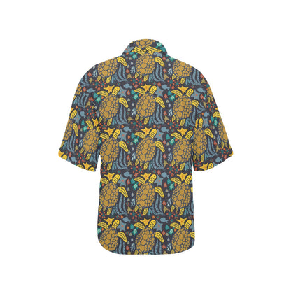 Sea Turtle Pattern Print Design T03 Women's Hawaiian Shirt