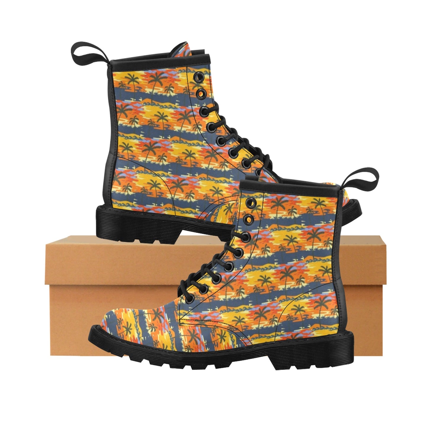 Palm Tree Pattern Print Design PT010 Women's Boots