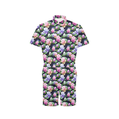 Lotus Flower Print Design Men's Romper