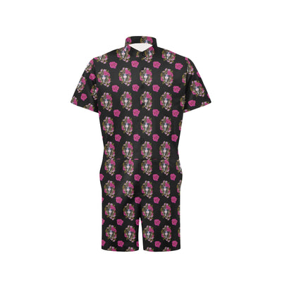 Day of the Dead Makeup Girl Men's Romper