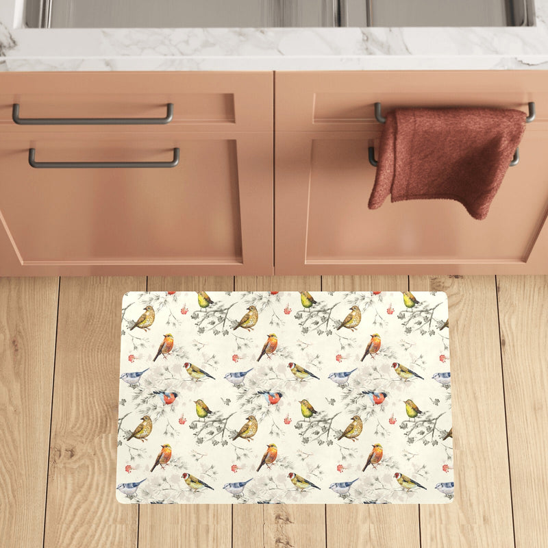 Bird Watercolor Design Pattern Kitchen Mat