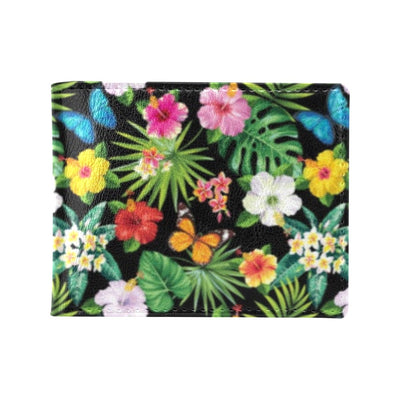 Hibiscus With Butterfly Print Design LKS305 Men's ID Card Wallet