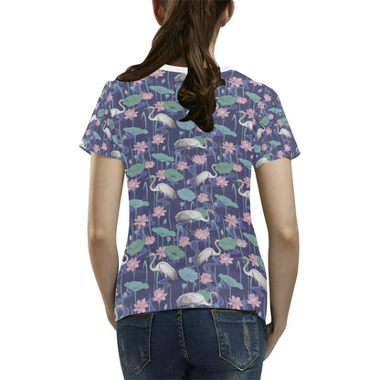 Water Lily Print Design LKS306 Women's  T-shirt