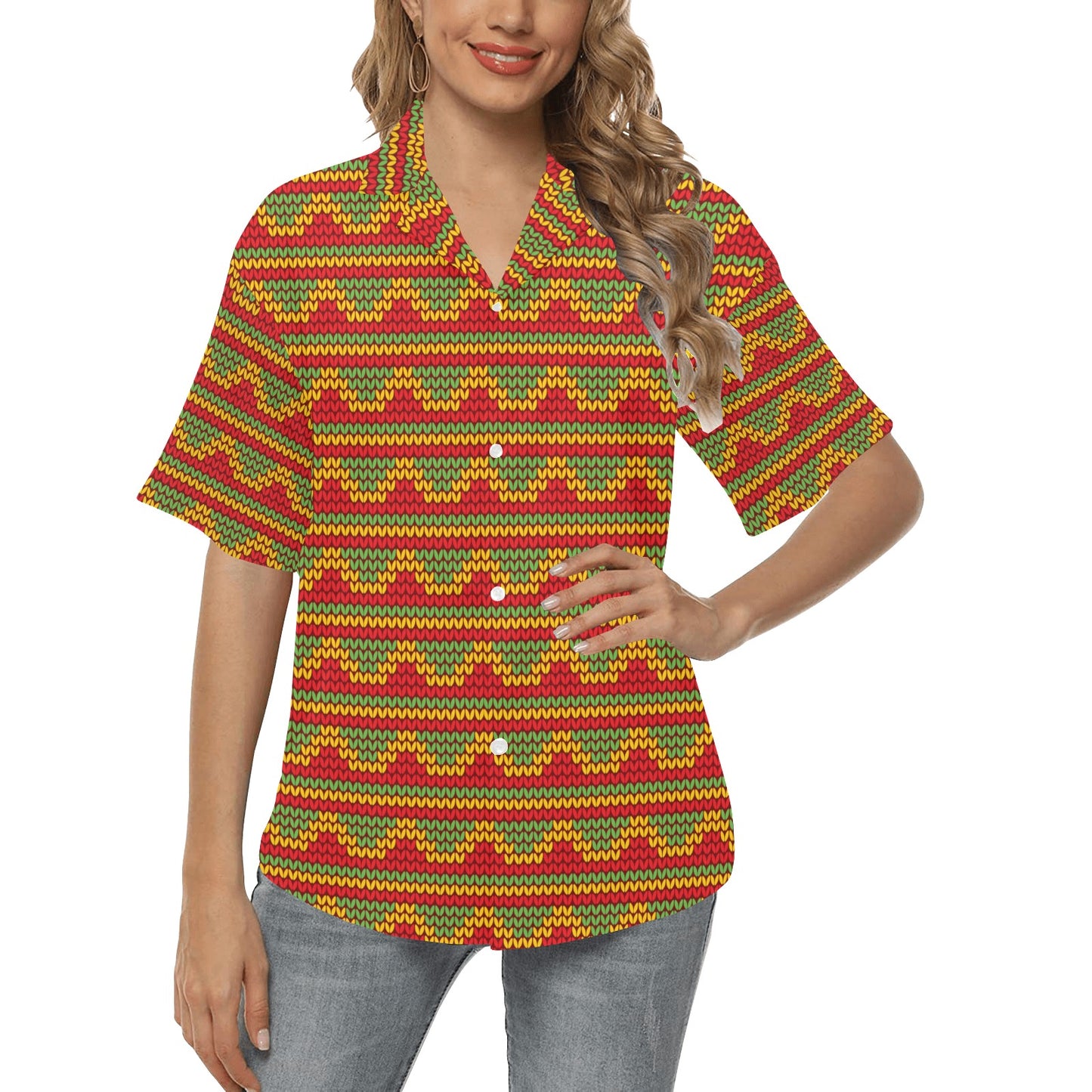 Rasta Reggae Color Print Women's Hawaiian Shirt