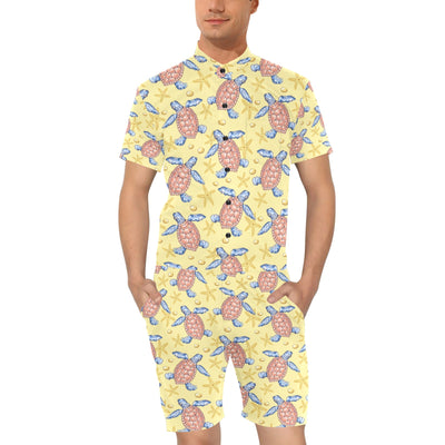 Sea Turtle Pattern Print Design T06 Men's Romper