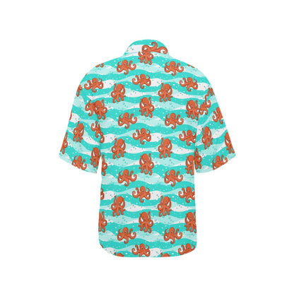 Octopus Cute Design Print Themed Women's Hawaiian Shirt