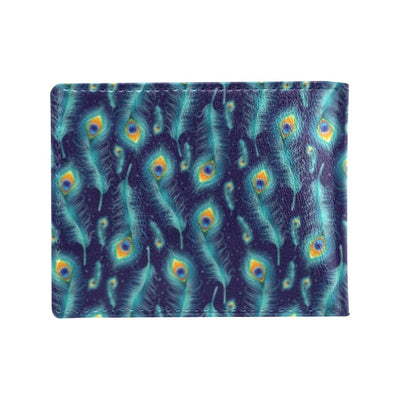 Peacock Feather Blue Design Print Men's ID Card Wallet