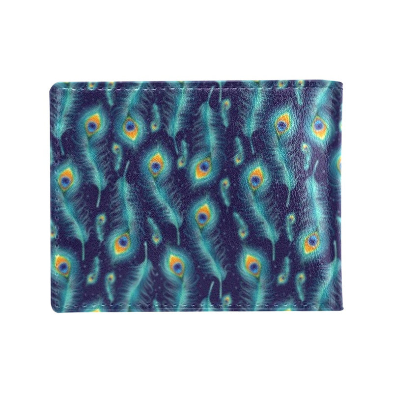 Peacock Feather Blue Design Print Men's ID Card Wallet