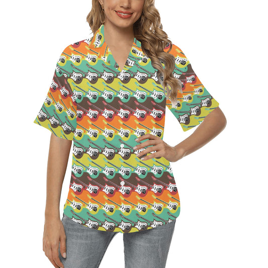 Electric Guitar Print Design LKS401 Women's Hawaiian Shirt