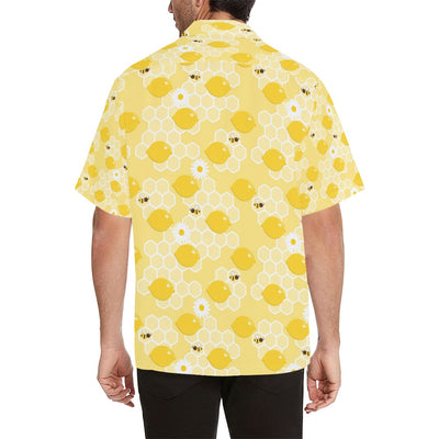 Honey Bee Honeycomb Print Design LKS3010 Men's Hawaiian Shirt