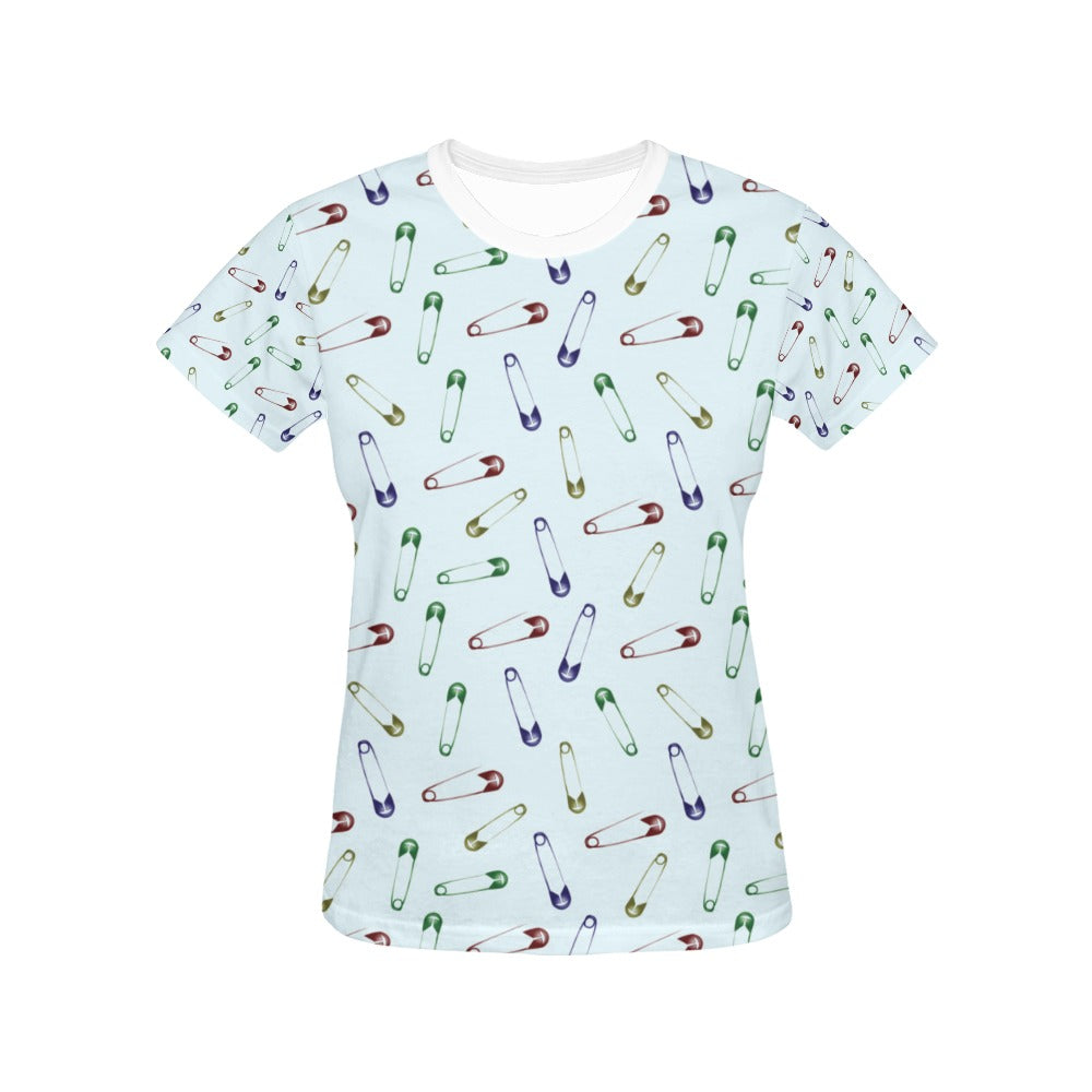 Safety Pin Print Design LKS303 Women's  T-shirt