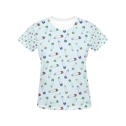 Safety Pin Print Design LKS303 Women's  T-shirt