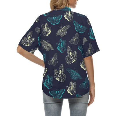 Monarch Butterfly Pattern Print Design 01 Women's Hawaiian Shirt