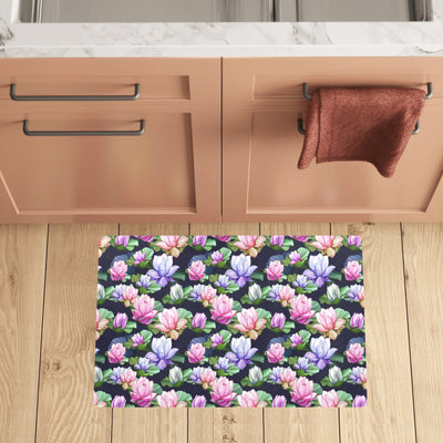 Lotus Flower Print Design Kitchen Mat