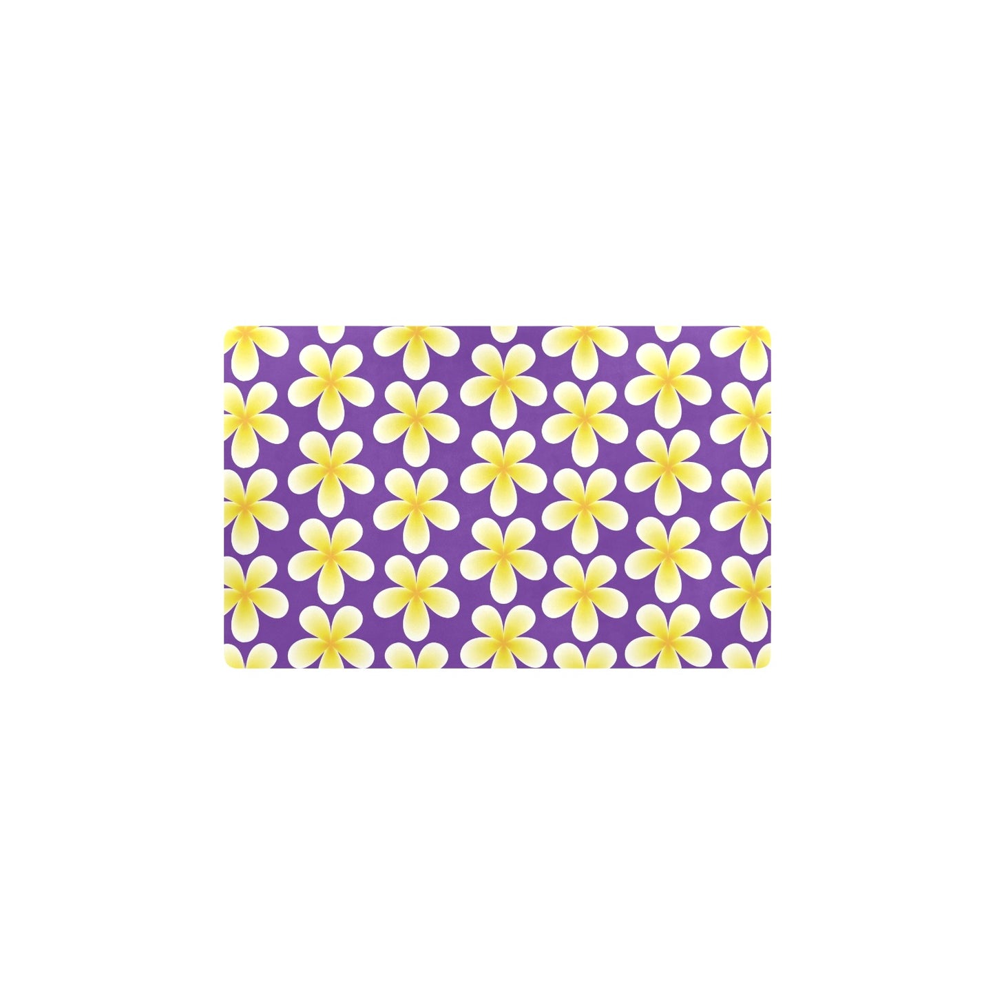 Yellow Plumeria Pattern Print Design PM05 Kitchen Mat