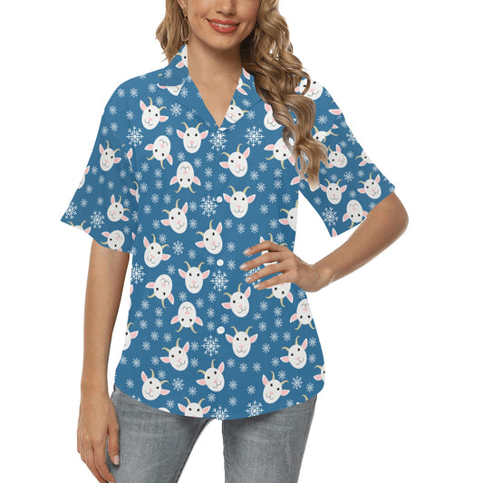 Goat Print Design LKS402 Women's Hawaiian Shirt
