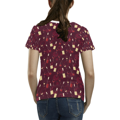 Wine Themed Print Design LKS302 Women's  T-shirt