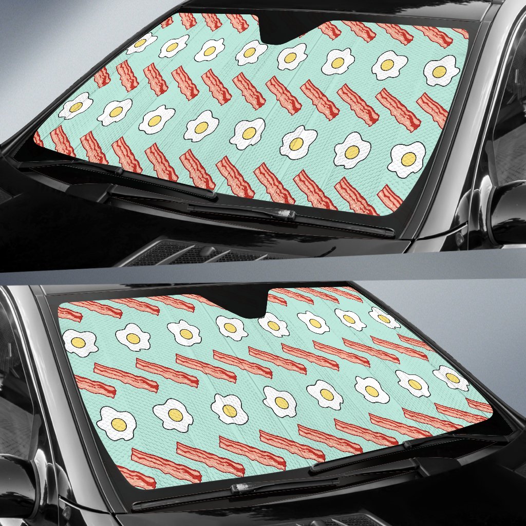 Bacon Sausage Pattern Print Design 01 Car Sun Shade-JORJUNE.COM