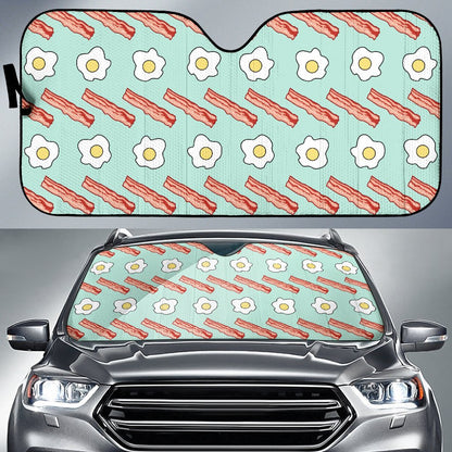 Bacon Sausage Pattern Print Design 01 Car Sun Shade-JORJUNE.COM