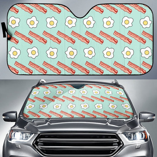 Bacon Sausage Pattern Print Design 01 Car Sun Shade-JORJUNE.COM