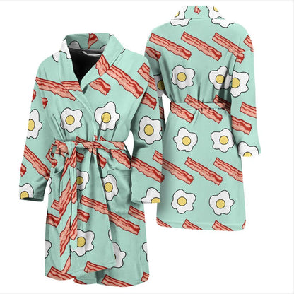 Bacon Sausage Pattern Print Design 01 Men Bathrobe-JORJUNE.COM