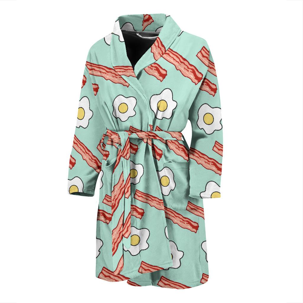 Bacon Sausage Pattern Print Design 01 Men Bathrobe-JORJUNE.COM