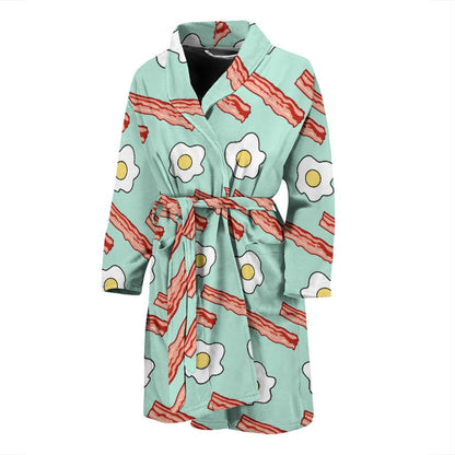 Bacon Sausage Pattern Print Design 01 Men Bathrobe-JORJUNE.COM