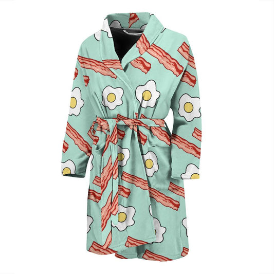 Bacon Sausage Pattern Print Design 01 Men Bathrobe-JORJUNE.COM