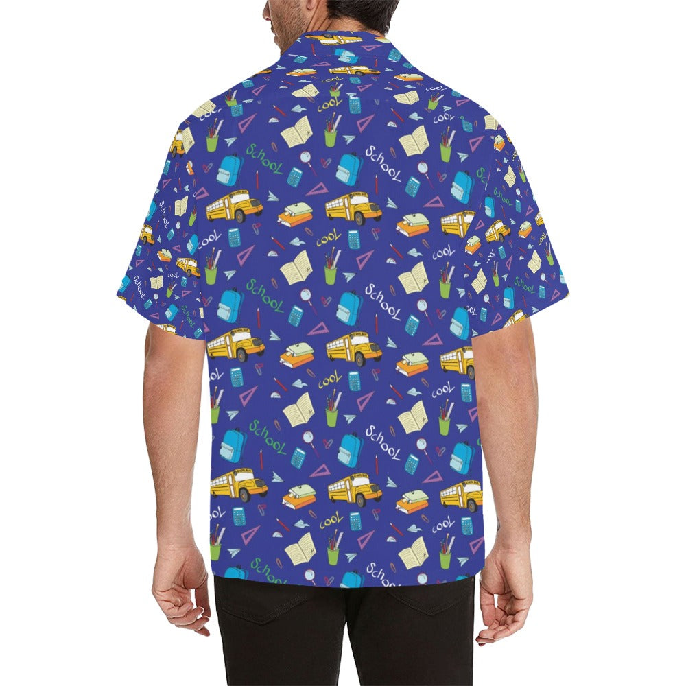 School Bus Print Design LKS307 Men's Hawaiian Shirt