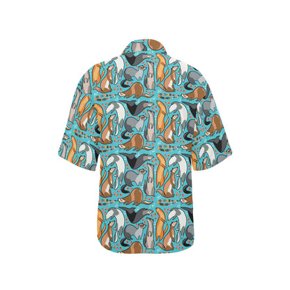 Ferret Pattern Print Design 03 Women's Hawaiian Shirt