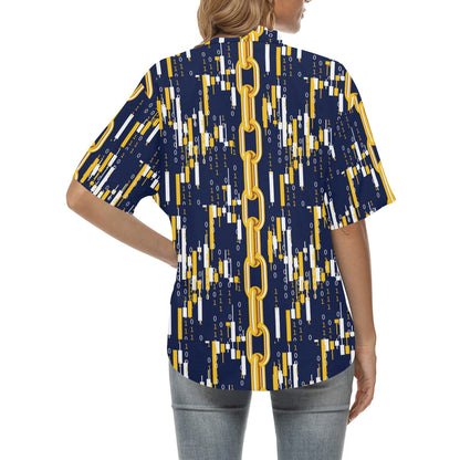Cryptocurrency Chain Pattern Print Design 03 Women's Hawaiian Shirt