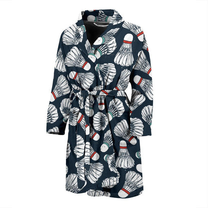 Badminton Ball Pattern Print Design 01 Men Bathrobe-JORJUNE.COM