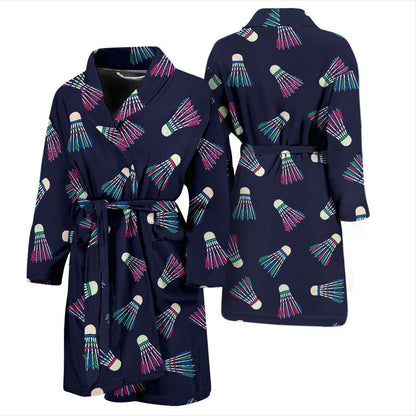 Badminton Ball Pattern Print Design 02 Men Bathrobe-JORJUNE.COM